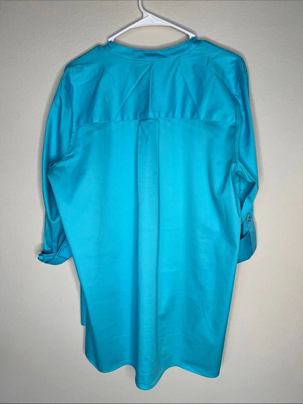 Michael Kors Turquoise Zip-Front Tunic Blouse